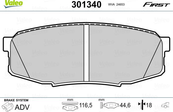 VALEO 301340 - Гальмівні колодки, дискові гальма autozip.com.ua