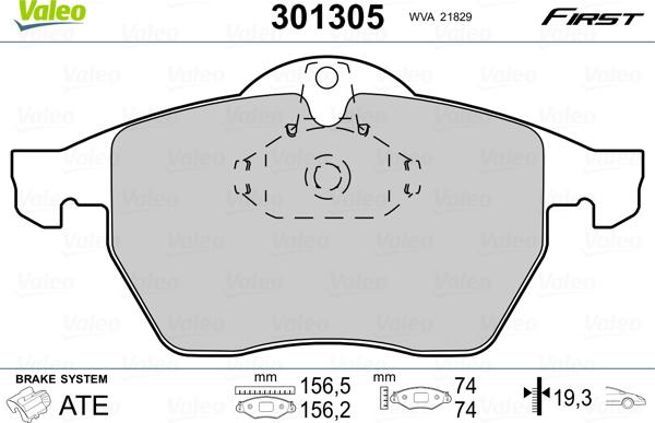 VALEO 301305 - Гальмівні колодки, дискові гальма autozip.com.ua