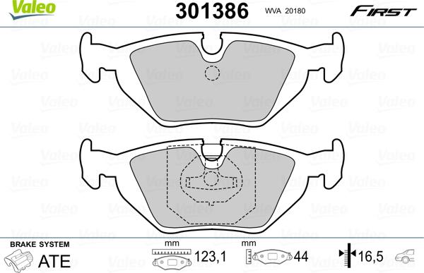 VALEO 301386 - Гальмівні колодки, дискові гальма autozip.com.ua