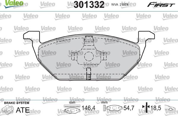 Valeo 301332 - Гальмівні колодки, дискові гальма autozip.com.ua