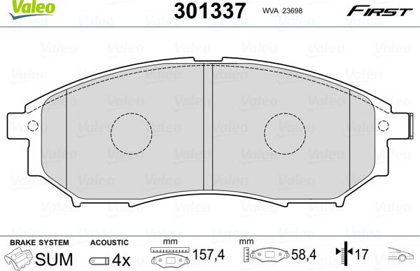 Valeo 301337 - Гальмівні колодки, дискові гальма autozip.com.ua