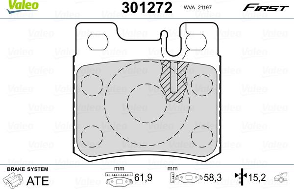 VALEO 301272 - Гальмівні колодки, дискові гальма autozip.com.ua