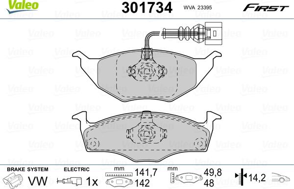 Valeo 301734 - Гальмівні колодки, дискові гальма autozip.com.ua