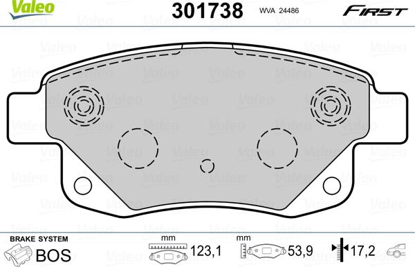 VALEO 301738 - Гальмівні колодки, дискові гальма autozip.com.ua