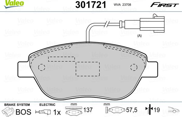 VALEO 301721 - Гальмівні колодки, дискові гальма autozip.com.ua