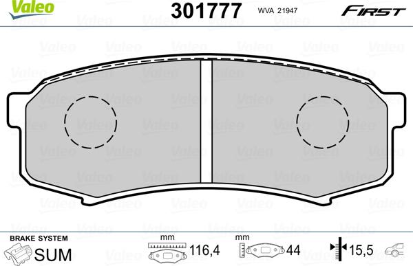 VALEO 301777 - Гальмівні колодки, дискові гальма autozip.com.ua