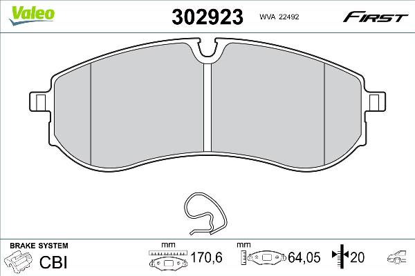 VALEO 302923 - Гальмівні колодки, дискові гальма autozip.com.ua