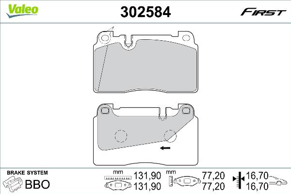 VALEO 302584 - Гальмівні колодки, дискові гальма autozip.com.ua