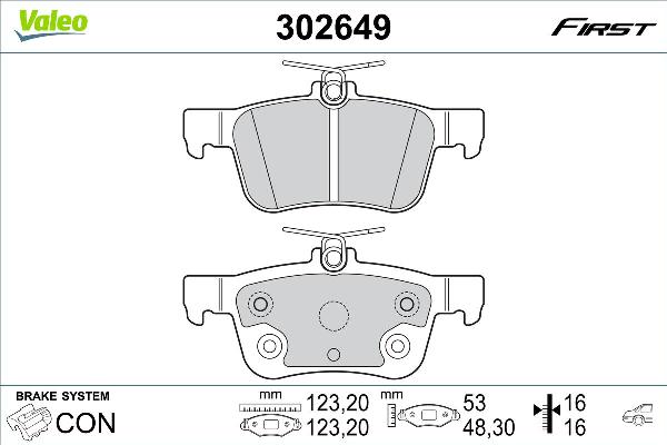 VALEO 302649 - Гальмівні колодки, дискові гальма autozip.com.ua