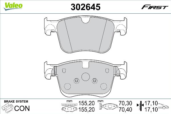 VALEO 302645 - Гальмівні колодки, дискові гальма autozip.com.ua