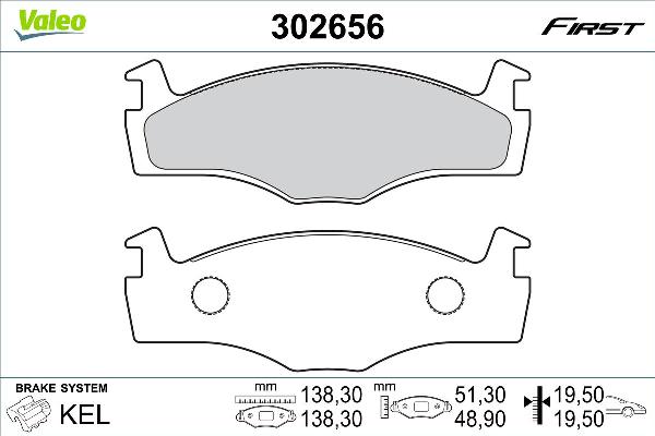 VALEO 302656 - Гальмівні колодки, дискові гальма autozip.com.ua