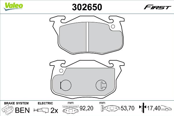 VALEO 302650 - Гальмівні колодки, дискові гальма autozip.com.ua