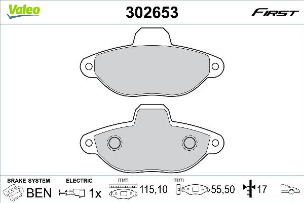 VALEO 302653 - Гальмівні колодки, дискові гальма autozip.com.ua