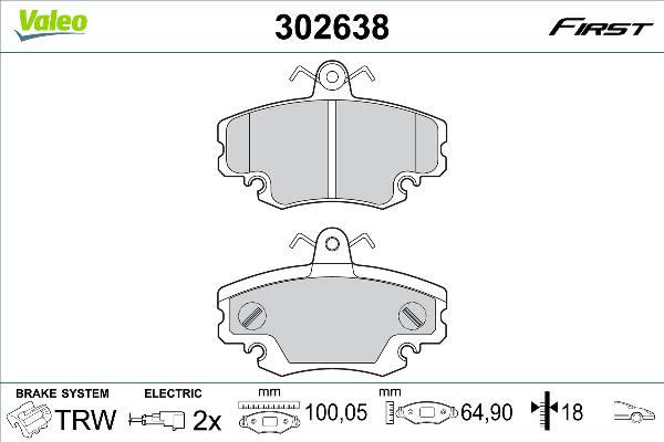 VALEO 302638 - Гальмівні колодки, дискові гальма autozip.com.ua