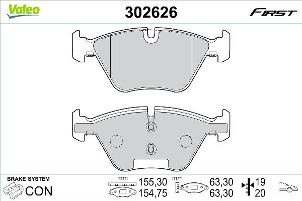 VALEO 302626 - Гальмівні колодки, дискові гальма autozip.com.ua