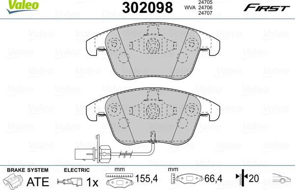 VALEO 302098 - Гальмівні колодки, дискові гальма autozip.com.ua