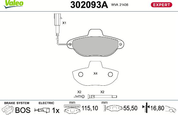 VALEO 302093A - Гальмівні колодки, дискові гальма autozip.com.ua