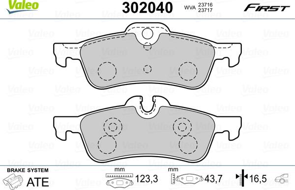 Valeo 302040 - Гальмівні колодки, дискові гальма autozip.com.ua