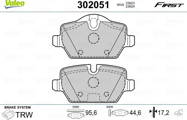VALEO 302051 - Гальмівні колодки, дискові гальма autozip.com.ua