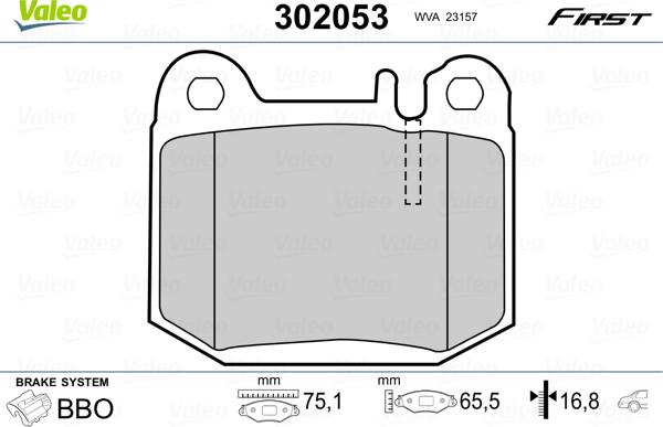 Valeo 302053 - Гальмівні колодки, дискові гальма autozip.com.ua