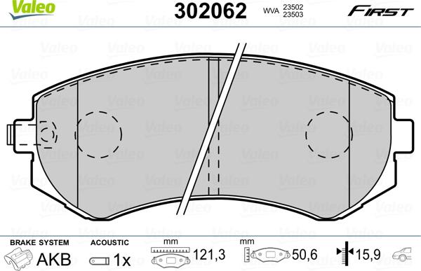 VALEO 302062 - Гальмівні колодки, дискові гальма autozip.com.ua
