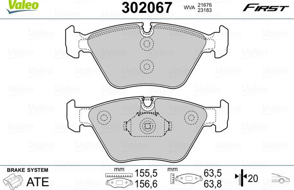 VALEO 302067 - Гальмівні колодки, дискові гальма autozip.com.ua