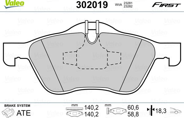 Valeo 302019 - Гальмівні колодки, дискові гальма autozip.com.ua