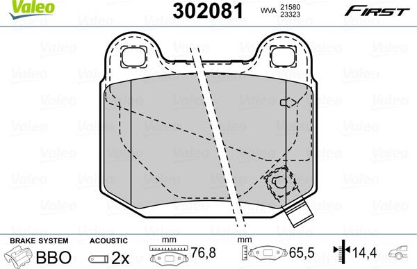 Valeo 302081 - Гальмівні колодки, дискові гальма autozip.com.ua