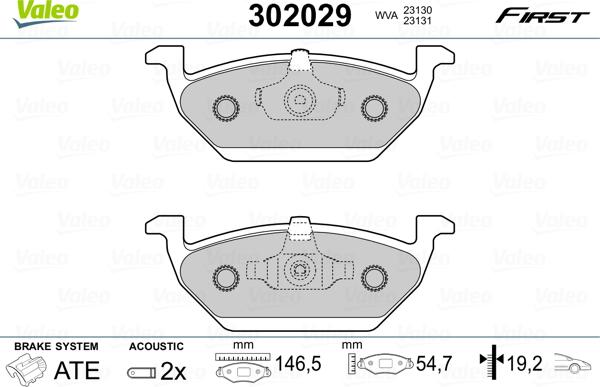 VALEO 302029 - Гальмівні колодки, дискові гальма autozip.com.ua