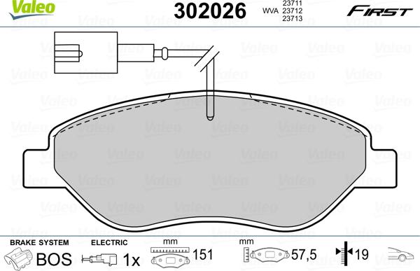 Valeo 302026 - Гальмівні колодки, дискові гальма autozip.com.ua