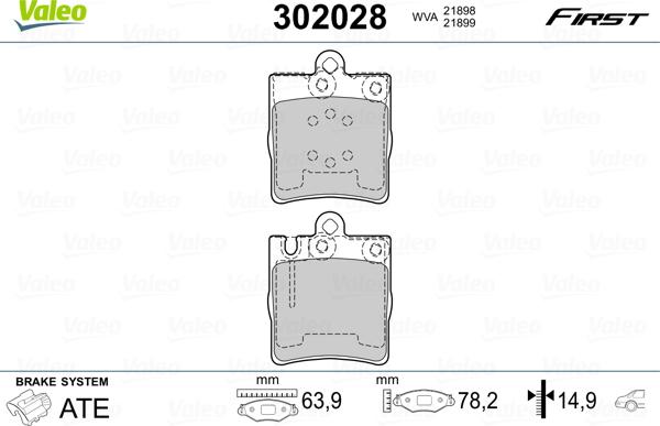 Valeo 302028 - Гальмівні колодки, дискові гальма autozip.com.ua