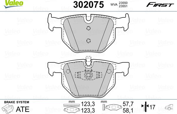 VALEO 302075 - Гальмівні колодки, дискові гальма autozip.com.ua