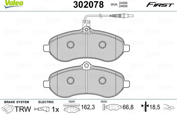 VALEO 302078 - Гальмівні колодки, дискові гальма autozip.com.ua