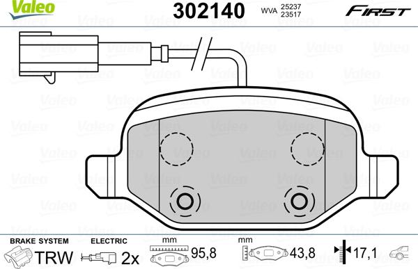 Valeo 302140 - Гальмівні колодки, дискові гальма autozip.com.ua