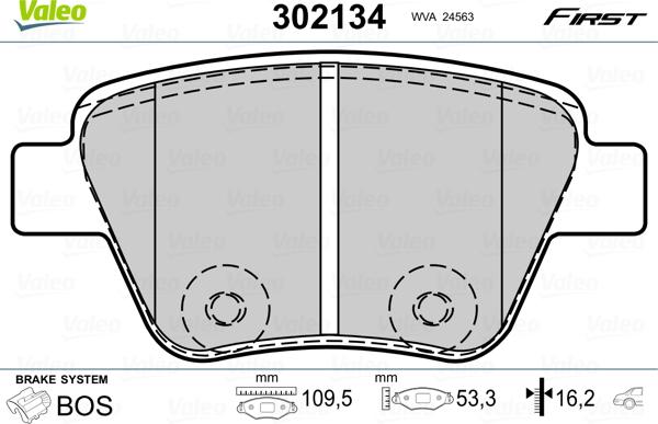 VALEO 302134 - Гальмівні колодки, дискові гальма autozip.com.ua