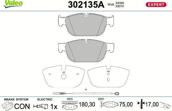VALEO 302135A - Гальмівні колодки, дискові гальма autozip.com.ua