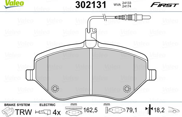 Valeo 302131 - Гальмівні колодки, дискові гальма autozip.com.ua