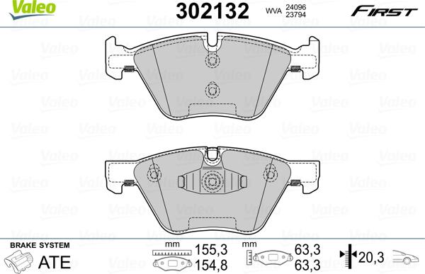 VALEO 302132 - Гальмівні колодки, дискові гальма autozip.com.ua