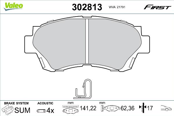 VALEO 302813 - Гальмівні колодки, дискові гальма autozip.com.ua