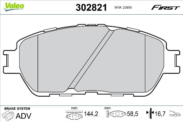 VALEO 302821 - Гальмівні колодки, дискові гальма autozip.com.ua