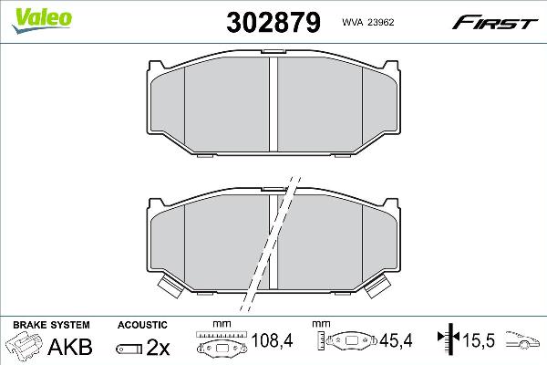 VALEO 302879 - Гальмівні колодки, дискові гальма autozip.com.ua