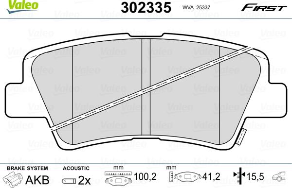 VALEO 302335 - Гальмівні колодки, дискові гальма autozip.com.ua