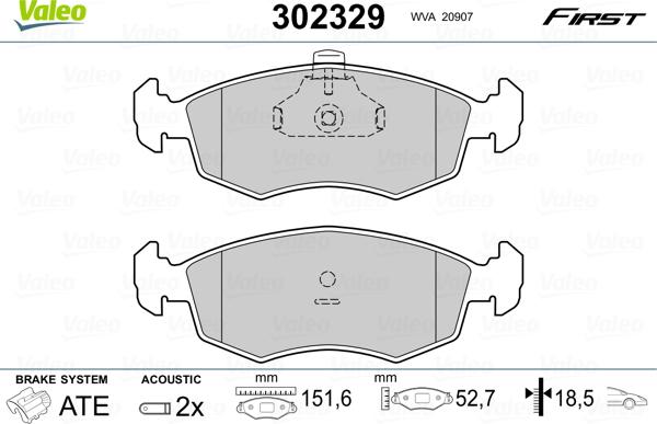 Valeo 302329 - Гальмівні колодки, дискові гальма autozip.com.ua