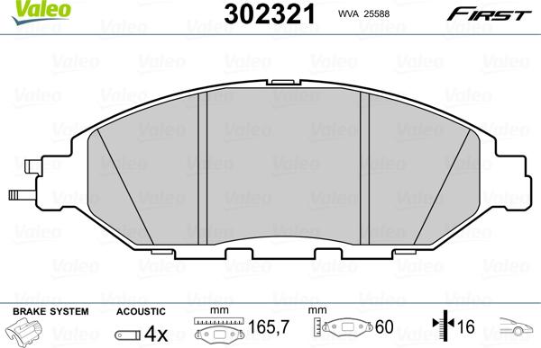 Valeo 302321 - Гальмівні колодки, дискові гальма autozip.com.ua