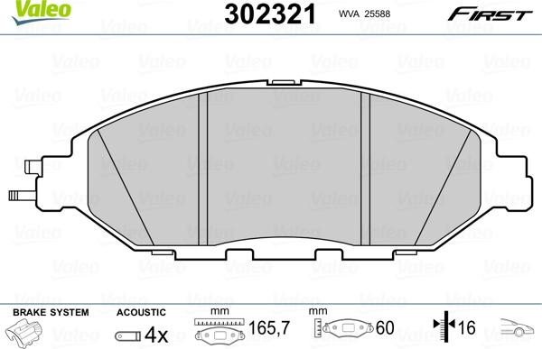 VALEO 302321 - Гальмівні колодки, дискові гальма autozip.com.ua