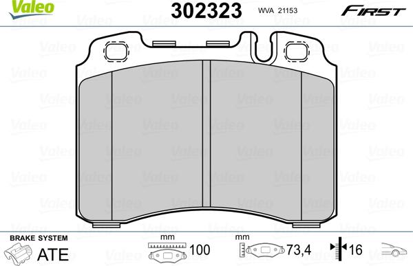 Valeo 302323 - Гальмівні колодки, дискові гальма autozip.com.ua