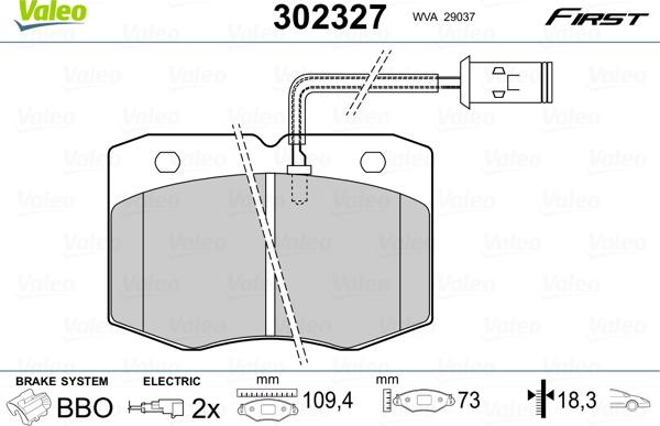 Valeo 302327 - Гальмівні колодки, дискові гальма autozip.com.ua