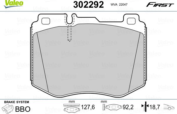 VALEO 302292 - Гальмівні колодки, дискові гальма autozip.com.ua