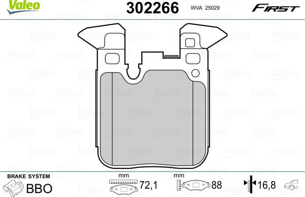 VALEO 302266 - Гальмівні колодки, дискові гальма autozip.com.ua