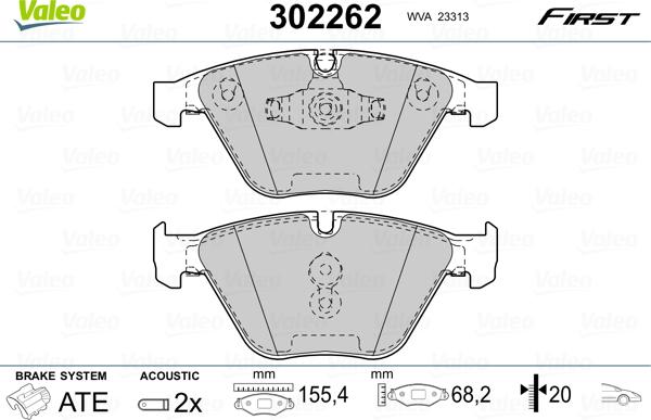 VALEO 302262 - Гальмівні колодки, дискові гальма autozip.com.ua